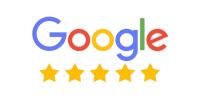 a google logo with five stars on it